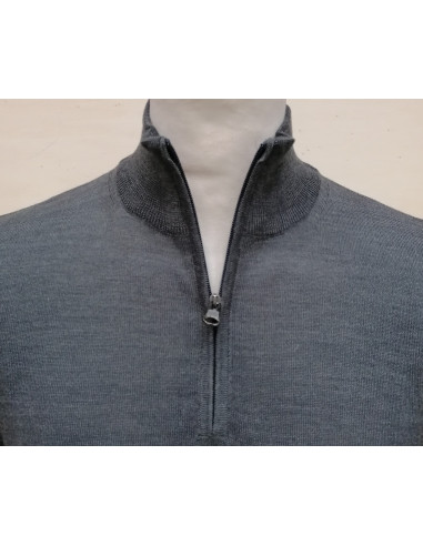 Maglione Uomo Lana Merino 1/2 Zip Mezzo Collo Maglia Sottile Casual