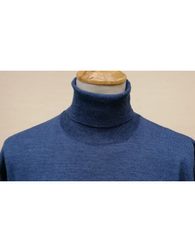 Maglione Uomo Lana Merino Collo Alto Maglia Manica Lunga Casual