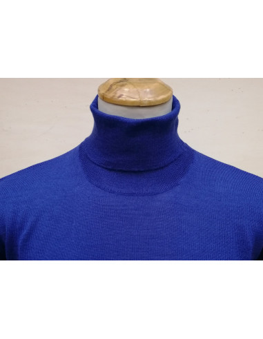Maglione Uomo Lana Merino Collo Alto Maglia Manica Lunga Casual