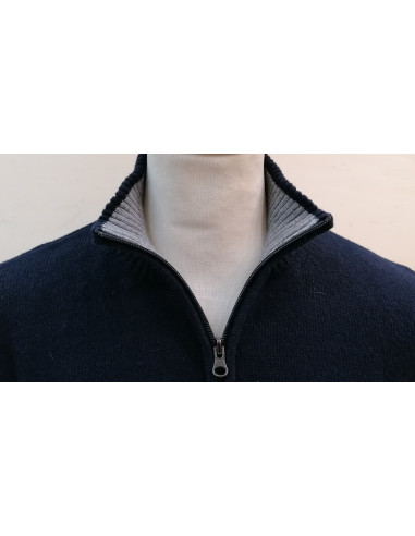 Maglione Uomo Lupo ZIP In Lana Shetland