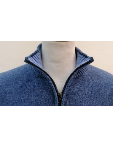 Maglione Uomo Lupo ZIP In Lana Shetland