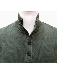 Maglione collo lupetto con bottoni in filo di cotone 100% 2