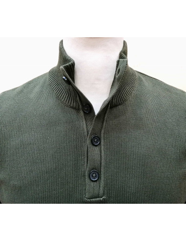 Maglione collo lupetto con bottoni in filo di cotone 100%