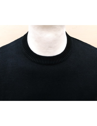 Maglione girocollo in filo di cotone effetto stone wash