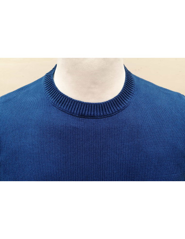 Maglione girocollo in filo di cotone effetto stone wash