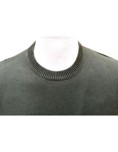Maglione girocollo in filo di cotone effetto stone wash