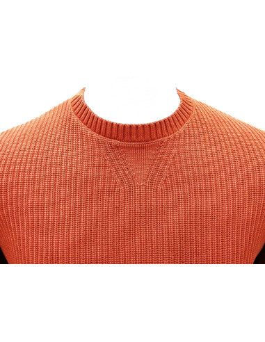 Maglione girocollo Cotone lavorato a costa inglese effetto stone wash