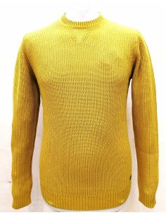 Maglione girocollo Cotone lavorato a costa inglese effetto stone wash