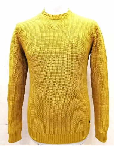 Maglione girocollo Cotone lavorato a costa inglese effetto stone wash