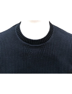 Maglione girocollo Cotone lavorato a costa inglese effetto stone wash 2