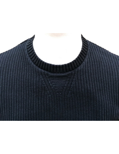 Maglione girocollo Cotone lavorato a costa inglese effetto stone wash
