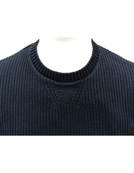 Maglione girocollo Cotone lavorato a costa inglese effetto stone wash Maglione girocollo Cotone lavorato a costa inglese effetto stone wash