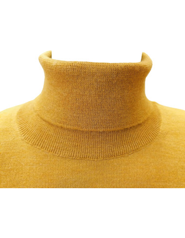 Maglione Uomo Lana Merino Collo Alto Maglia Manica Lunga Casual
