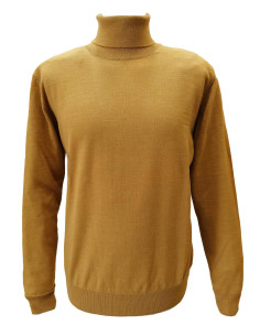 Maglione Uomo Lana Merino Collo Alto Maglia Manica Lunga Casual